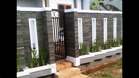 desain pagar rumah minimalis motif batu alam