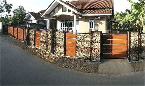 model desain pagar rumah minimalis batu alam terbaru