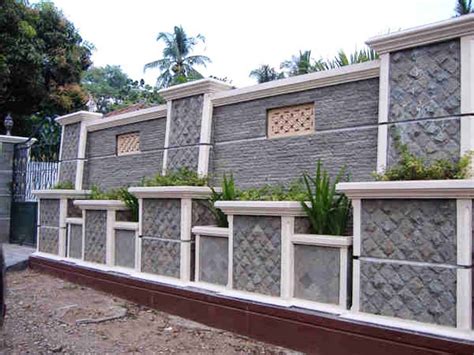 konsep desain pagar rumah minimalis tembok batu alam cantik